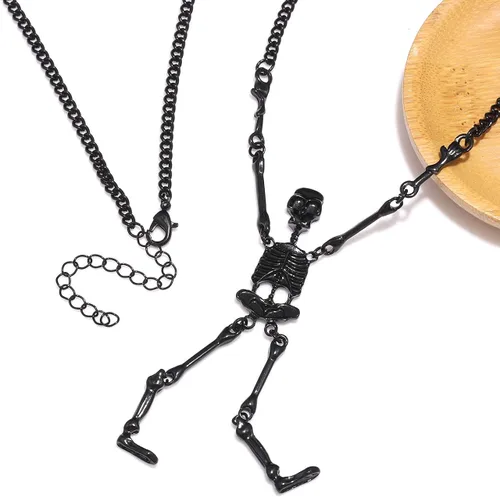 Vista 4 de XOCARTIGE - Collar de esqueleto de Halloween para mujer, diseño de calavera fantasma