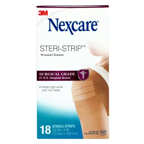 Vista 8 de 3M Steri-Strip - Cierres adhesivos reforzados para la piel, tiras estériles para cierre de heridas, 1/2 pulgadas x 4 pulgadas (0.472 in x 3.937 in)