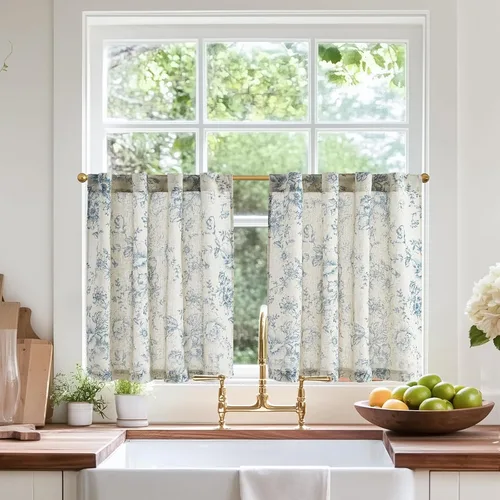 Vista 68 de Jinchan - Cortinas de lino texturizado para cocina, 24 pulgadas, natural, 2 paneles Mezcla de lino beige natural