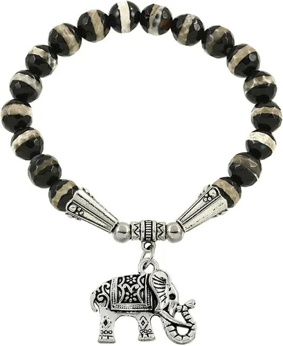 Vista 6 de Falari brazalete de piedras naturales de amuleto de elefante