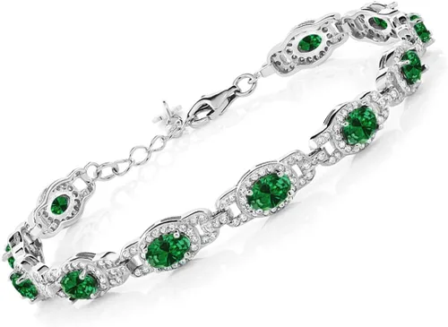 Vista 25 de Gem Stone King 7-14 Cttw Oval Gemstone Birthstone Tennis Bracelet For Women 925 Sterling Silver Oval 6X4MM 7 Inch With 1 Inch Extender Fine