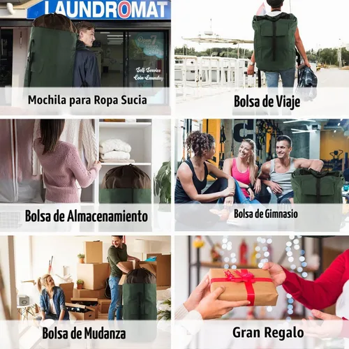 Vista 7 de JOINPRO Bolsa de lavandería con mochila, bolsas de lavandería de viaje extra grandes de 125L con correas de hombro, diseño ajustable y extensible