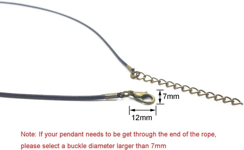 Vista 3 de 30 piezas de collar encerado de 0.059 in 23.6 pulgadas con cadena de bronce y cierre de langosta para hacer pulseras, collares y joyas (negro)