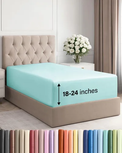 Vista 149 de Sábana bajera ajustable extra profunda Twin XL – Sábana bajera individual de lujo de hotel solamente – Se adapta fácilmente a colchones de 18 a 24