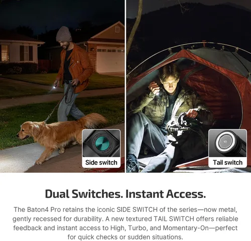 Vista 3 de OLIGHT Baton4 Pro EDC linterna recargable, 1600 lúmenes pequeño bolsillo luz LED con interruptor táctico y carga dual magnética y USB C, IPX8