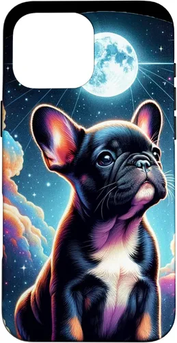 Vista 18 de Funda para iPhone SE (2020) / 7 / 8 Bulldog Francés Puppy Under The Moon In Space