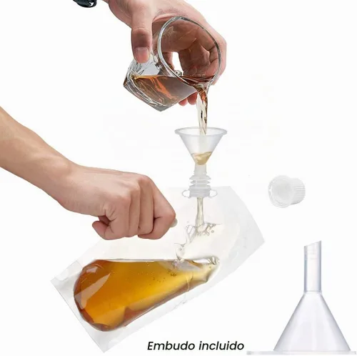 Vista 4 de Frascos de Plástico-Corredores de Ron Bolsas de Licor de Plástico para Colar Alcohol, A Prueba de Fugas, Sin BPA, Kit de Frasco de Viaje de Jugo