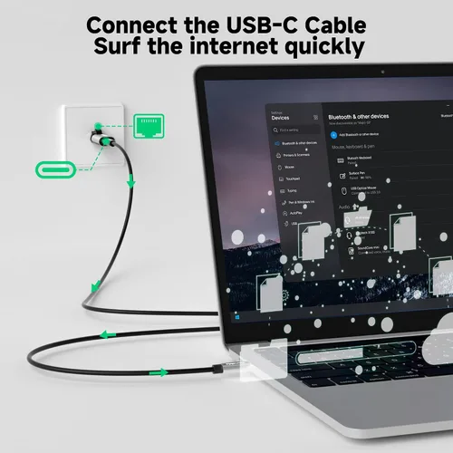 Vista 2 de Adaptador USB C a Ethernet, adaptador Ethernet macho a USB-C hembra, adaptador de red tipo C a RJ45, conexión directa, esencial para viajes/oficina