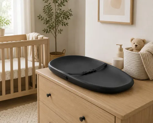 Vista 4 de évolur Cambiador de Bebé Eva, Cambiador Suave, Ligero y Portátil, Se Adapta a Todas las Mesas Cambiadores, Acolchado Firme Impermeable - Negro