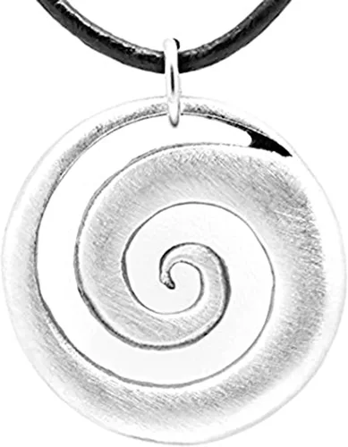 Vista 2 de Collar de cuero con colgante de paz y tranquilidad de Koru maorí maorí de peltre, Peltre, No es una piedra preciosa