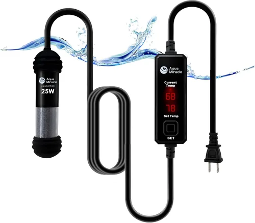 Vista 11 de AquaMiracle Calentador de acuario pequeño mejorado de 50 W, calentador de tanque de peces, calentador de tortuga, súper mini calentador de acuario