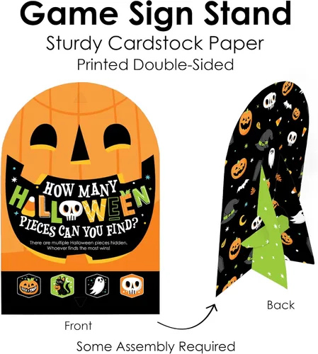 Vista 6 de Big Dot of Happiness Jack-O'-Lantern Halloween - Caza del tesoro para fiestas de Halloween para niños, 1 soporte y 48 piezas de juego, juego