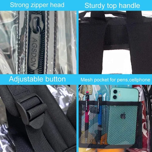 Vista 6 de Mochila transparente, resistente bolsa transparente para mujeres y hombres