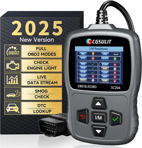 Vista 9 de CGSULIT SC204 Herramienta de Diagnóstico de Escáner OBD2 Mejorada, Lector de Código de Motor con Reinicio, Comprobación de Humo, Código Claro, Datos