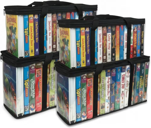 Vista 8 de Evelots Bolsa para Cintas de Casete - Organizador Transparente con Asas - Fácil de Transportar - Sin Polvo ni Humedad - Capacidad para 50 Cintas
