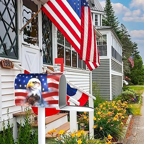 Vista 7 de Cubierta magnética para buzón con diseño de águila patriótica de la bandera americana del 4 de julio, día de la independencia, envolturas magnéticas