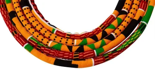 Vista 8 de Conjunto de collar africano y pendientes Ankara con estampado de tela multicapa de cuerda tejida gargantilla en capas