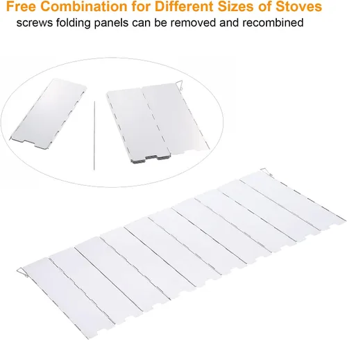Vista 5 de Estufa de camping de 10 placas Parabrisas plegable con estuche Parabrisas para estufa de camping de 10 placas
