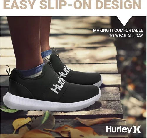 Vista 4 de Hurley Camby Kids - Tenis de lona sin cordones para niños, zapatos de skate de corte bajo para niños, correr, caminar, zapatos deportivos