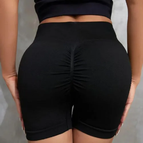 Vista 5 de VEEJION Pantalones cortos de ciclismo para mujer, cintura alta, entrenamiento, gimnasio, atlético, pantalones cortos de 4 pulgadas