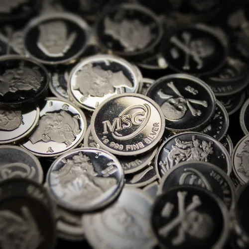 Vista 2 de Cinco (5) rondas de plata fina .999 de un gramo con diseños aleatorios