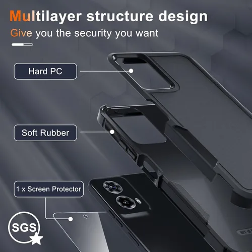 Vista 2 de Funda compatible con Moto G 5G 2024, cuerpo completo, resistente, resistente, a prueba de golpes, con correa de cordón, protector de pantalla