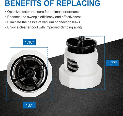Vista 2 de Repuesto de válvula de alivio de presión 9-100-9002 para limpiador de piscinas Polaris 180, 280, 380, 280 TankTrax, 480 Pro, 3900 Sport Pressure