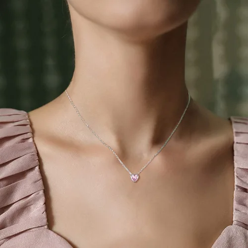 Vista 2 de ChicSilver 925 Sterling Silver 12 Months Sparkling Round Cut Created Birthstone Pendant Necklace, 16 Inch Rolo Chain (with Gift Box)