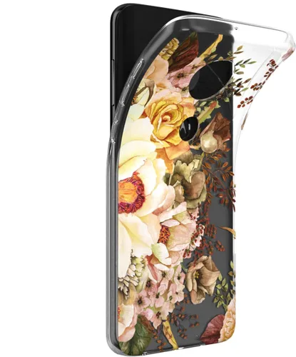 Vista 2 de Mertak Funda de teléfono compatible con Motorola Edge + Moto G9 G8 Plus G7 Play Power Z4 Otoño Ligero TPU Flexible Diseño Delgado Rosas Flores