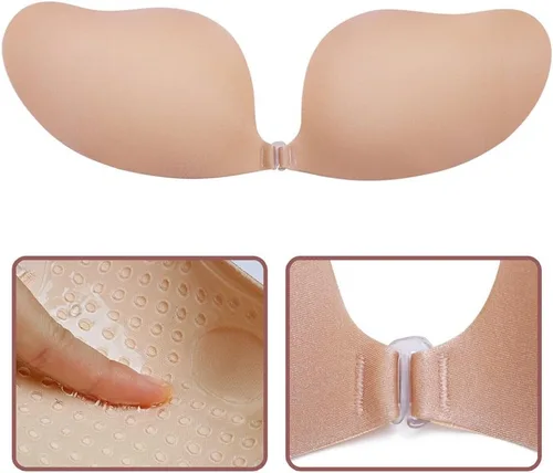 Vista 2 de JUST BEHAVIOR Brasier con realce de espalda descubierta, sin tirantes, reutilizable, invisible, adhesivo de elevación profunda, para mujer