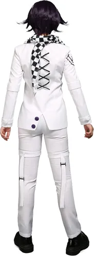 Vista 3 de Cosplay.fm Disfraz de uniforme escolar de anime para mujer, disfraz de cosplay, con cadena, pantalones, bufanda