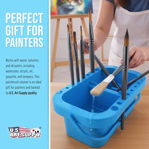 Vista 7 de U.S. Art Supply - Limpiador de pinceles de plástico de 16 agujeros