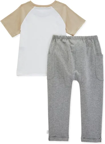 Vista 2 de Burt's Bees Baby Baby Boys' Short Sleeve Tee and Tie-Up Pant Set