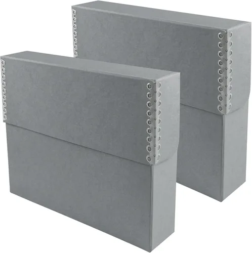 Vista 26 de Lineco Caja de almacenamiento de documentos archivados con borde metálico, caja de cartón libre de ácidos gris, organiza y almacena archivos