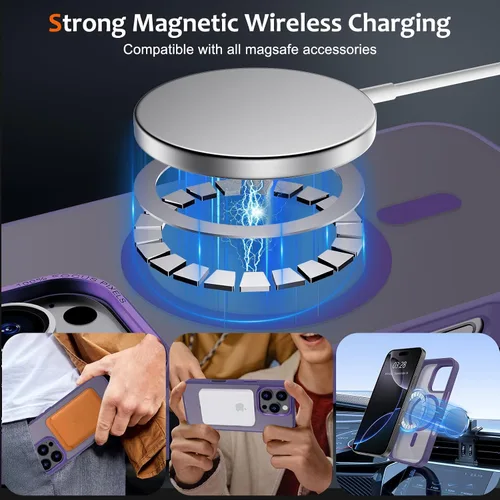 Vista 621 de Anuck - Funda magnética para iPhone 11 compatible con MagSafe, carcasa trasera mate translúcida dura, borde de TPU, delgada, resistente a impactos