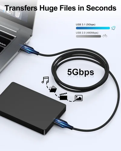Vista 3 de Cable USB a USB de 6 pies, macho a macho, cable USB A a USB A para discos duros WD, PC, Mac, laptop, PS4, Xbox, USB 3.0 tipo A, impresora, cable