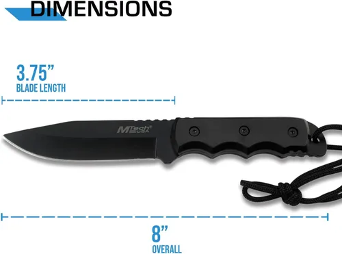 Vista 2 de MTech USA MT-20-35 cuchillo de hoja fija, con hoja de punta caída negra, mango de plástico, 8 pulgadas en total