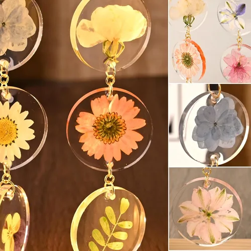 Vista 7 de SMUK Lámpara de mesa LED de flores secas, hecha a mano, estética, de 3 vías, regulable, decorativa, con marco de madera, para dormitorio, sala