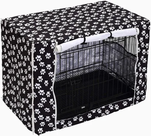 Vista 2 de Pethiy Funda para jaula de perro de poliéster duradero, ajuste universal para jaula de perro de alambre, se adapta a la mayoría de jaulas de perros