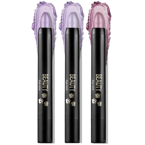 Vista 13 de Boobeen Sombra de ojos en barra impermeable con lápiz de sombra de ojos en crema brillante, kit de maquillaje de ojos con purpurina fácil de usar