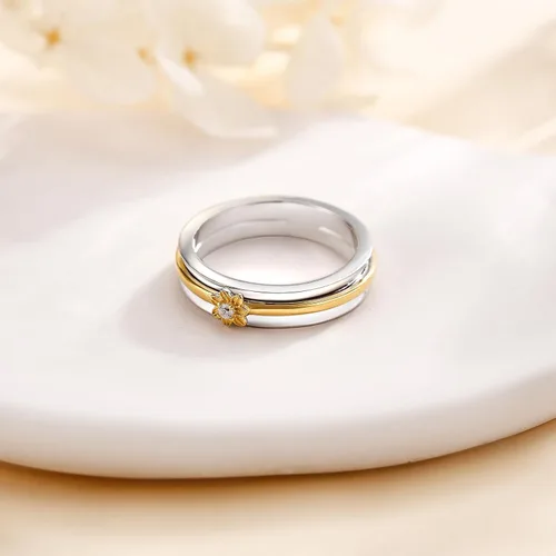 Vista 3 de Anillos giratorios de plata de ley para aliviar la ansiedad para mujer