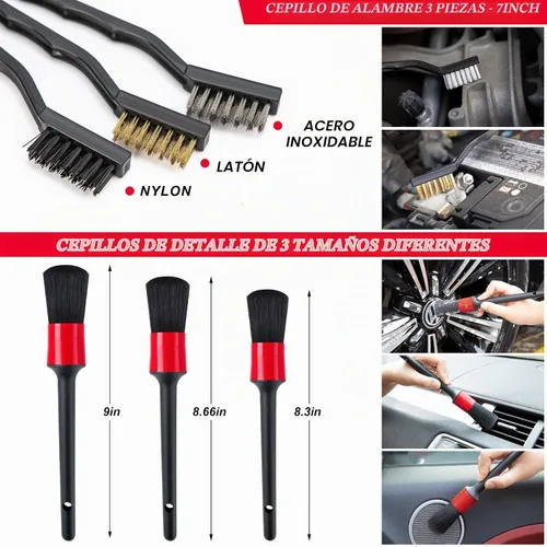 Vista 5 de 16Pcs Kit de Limpieza para Lavado de Auto con Pistola de Espuma, Cepillos de Detalle, Herramienta de Limpieza de Parabrisas, Cepillos para Llanta