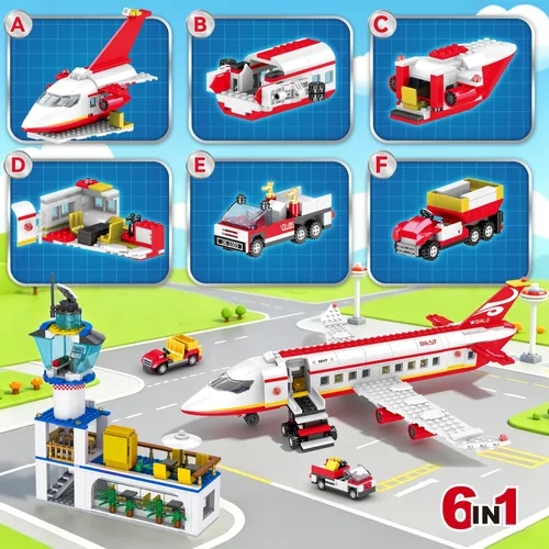 Vista 4 de Juego de construcción de avión de pasajeros de ciudad de 880 piezas