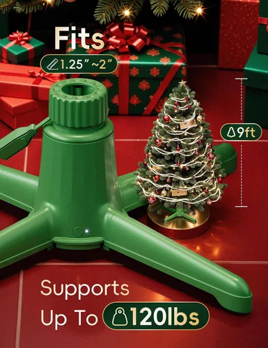 Vista 4 de Soporte musical giratorio para árbol de Navidad de 360°, se adapta a postes Verde