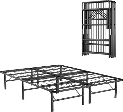 Vista 10 de KOMFOTT Base de cama de plataforma metálica de tamaño individual de 14 pulgadas, base de cama metálica resistente con espacio de almacenamiento