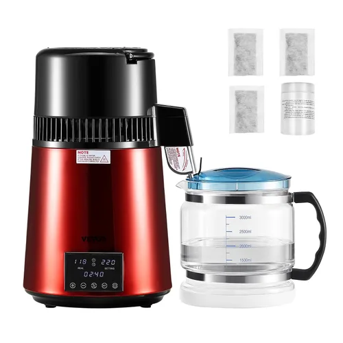 Vista 14 de VEVOR Destilador de Agua de 1750W, Fabricante de Agua Destilada de 0.4 Gal/H con Garrafa de Vidrio, Máquina Destiladora de Encimera de 4L/1.1 Gal