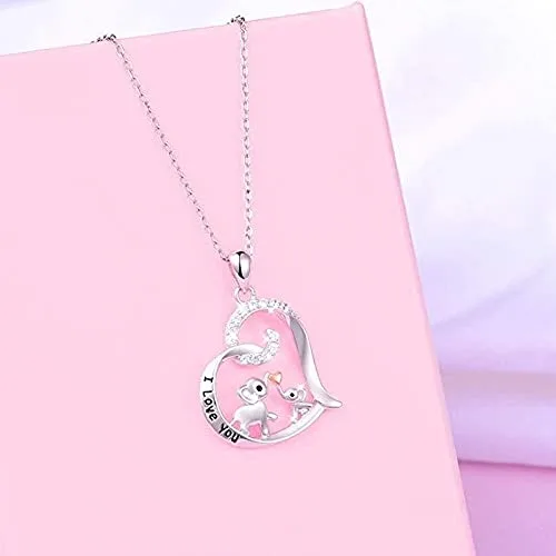 Vista 4 de Regalo de aniversario de Navidad para novia, esposa, collar con texto en inglés "I Love You Forever" para mujeres, amantes de los elefantes, regalos
