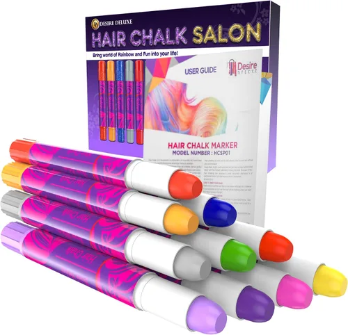 Vista 7 de Desire Deluxe - Regalos para Niñas Tiza para Cabello 10 Bolígrafos Temporales No Tóxicos Fáciles de Lavar Tinte para Cabello