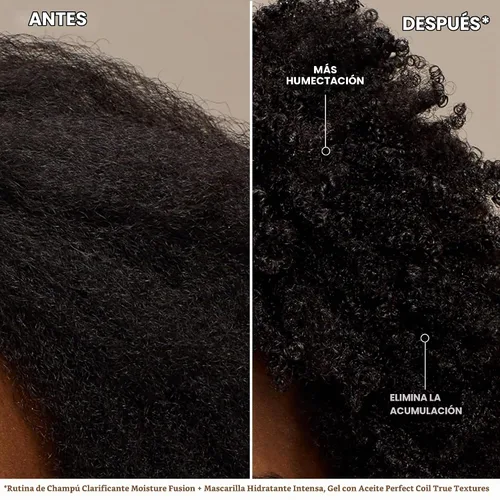 Vista 4 de Mizani Moisture Fusion - Champú aclarante suave - Limpia el cabello para eliminar la acumulación, con carbón, para cabello rizado