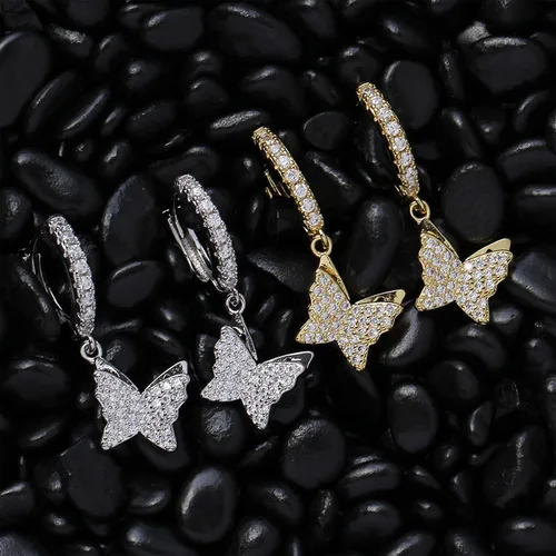 Vista 7 de TKMIRA Aretes de cruz para hombres y mujeres, chapados en oro de 14 quilates, hipoalergénicos, aretes de aro de circonita cúbica
